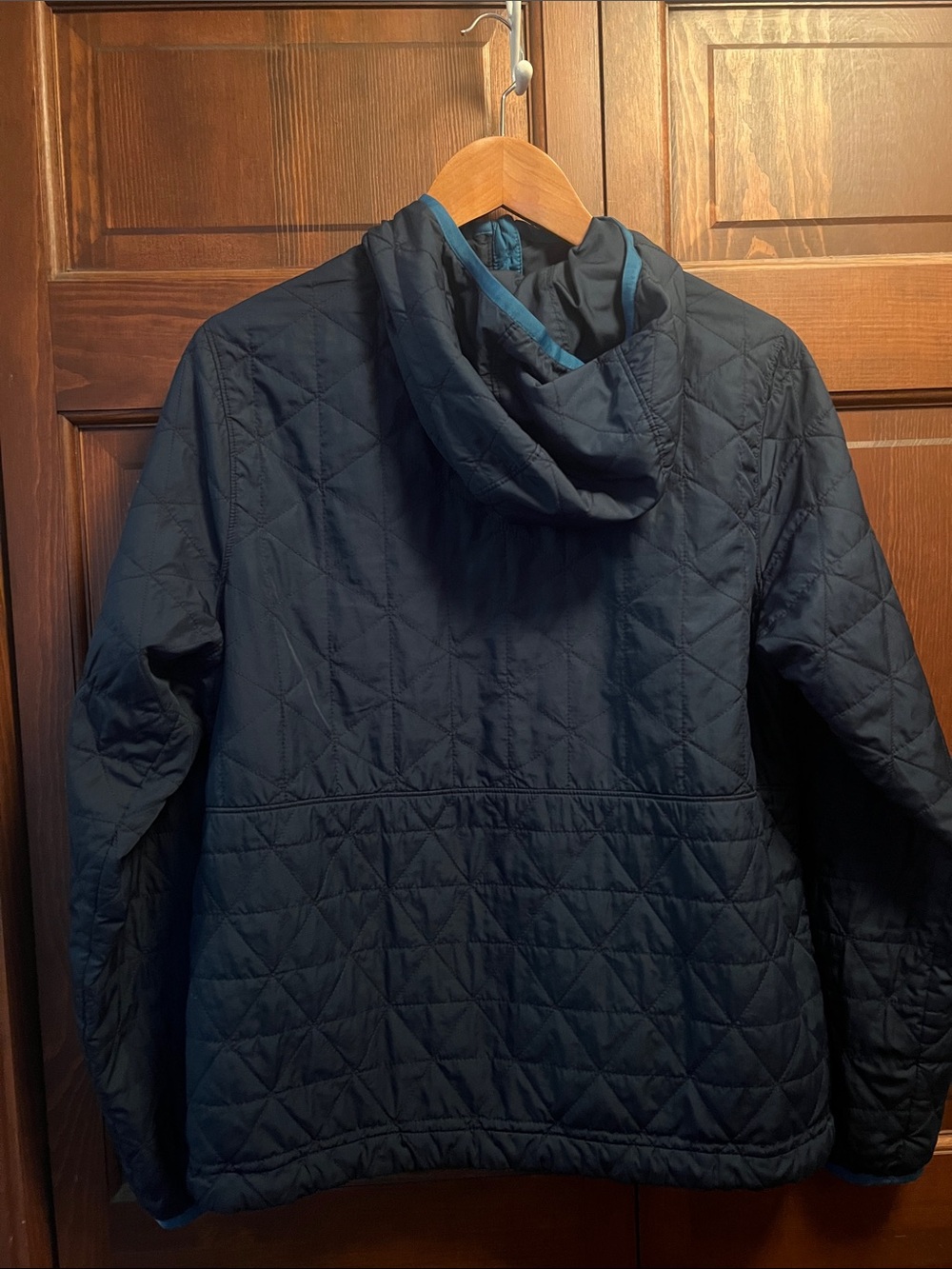 L.L.Bean Navy Quilted Half-Zip Pullover with Teal Accents - Picture 2 of 5